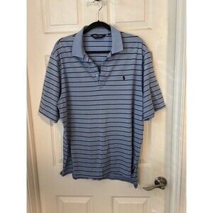 Nike Golf Performance Polo Shirt Men's Size Large Blue Striped Dri-Fit Short Slv